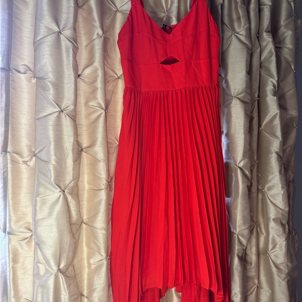 Banana Republic Red Asymmetrical Pleated Sundress